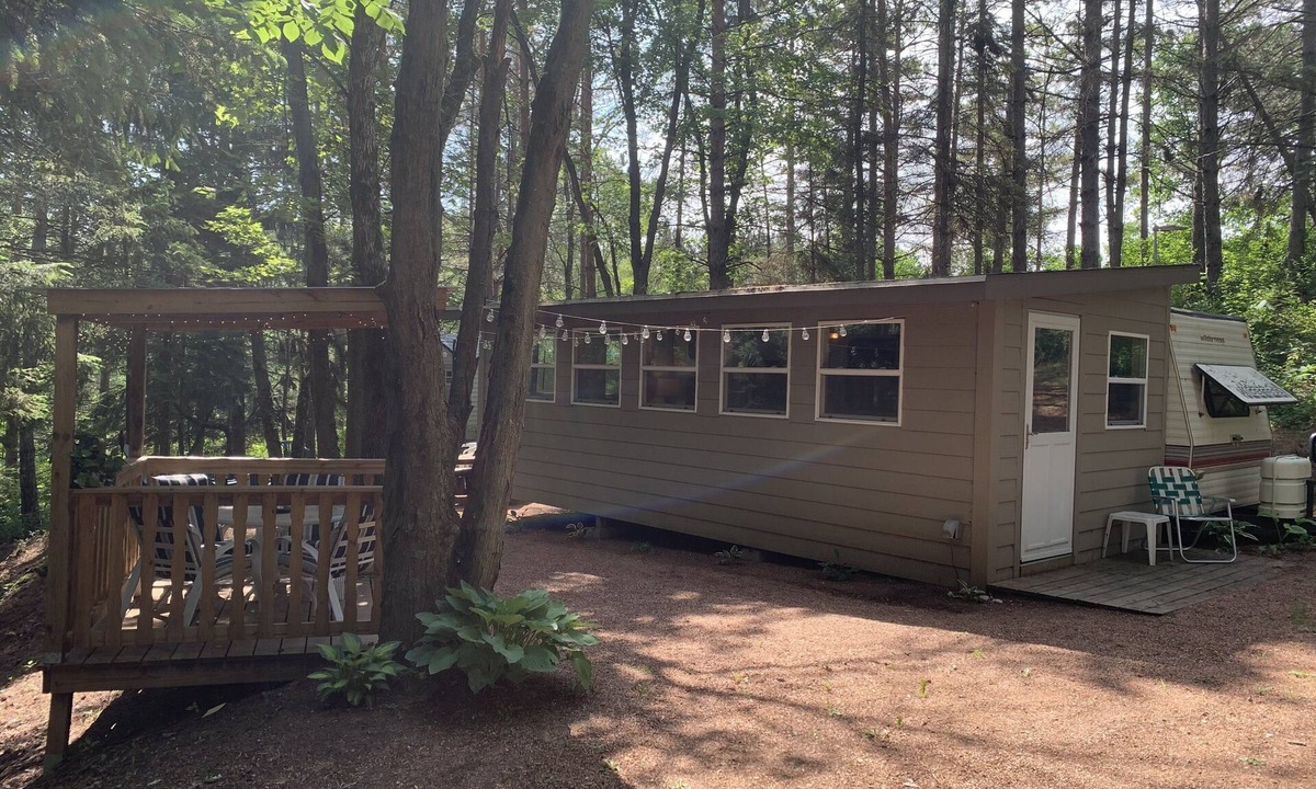 Campbellsport RV Rental | Quiet and Secluded CamperCabin at Camp Northern Lights