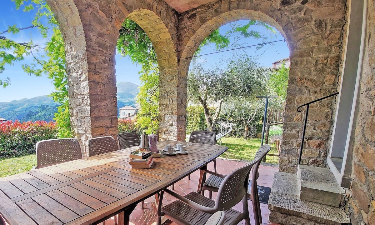 San Romano in Garfagnana Villa | Stone cottage with wonderful loggia, private pool, walk to facilities.