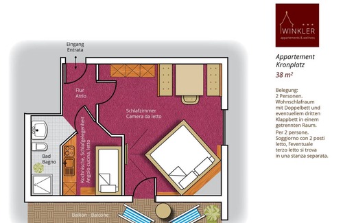 Pfalzen Apartment | 38 m² Apartment ∙ 1 bedroom ∙ 3 guests