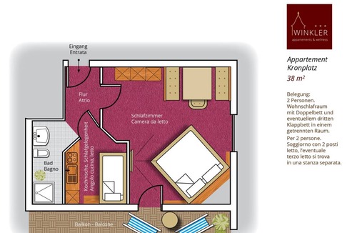 Pfalzen Apartment | 38 m² Apartment ∙ 1 bedroom ∙ 3 guests