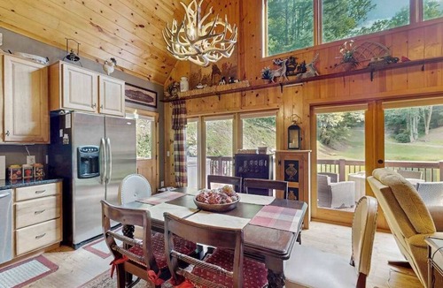 Sky Valley House | Cozy waterfront home w/hot tub, swing, firepit, and fireplace