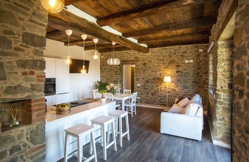 Pieve Fosciana Apartment | Newly renovated barn with beautiful infinity pool and garden, walk to restaurant