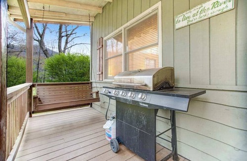 Cullowhee House | Quiet dog-friendly riverfront house with large back deck, hot tub, fireplace