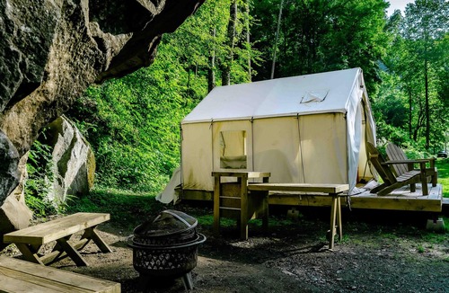 Ansted RV Rental | Tentrr State Park Site - WV Hawk's Nest State Park - Site A - Double Camp