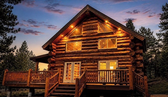 Custom log cabin tucked away in private forest