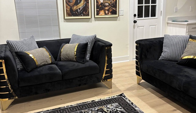 Luxury Gold & Black Retreat 2-bedroom condo