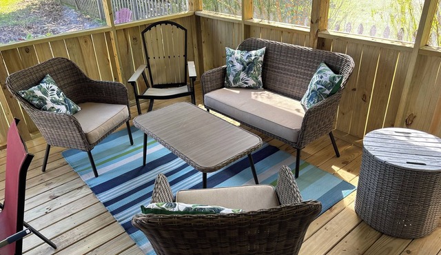 Short Description: Lakewood Bungalow | Screened Porch 2 Baths Basement Hangout Walk to Lake Onsite Laundry