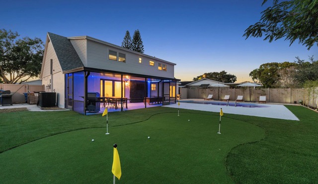 Spacious & Relaxing Tampa Escape w/Heated Pool, Minigolf, Firepit