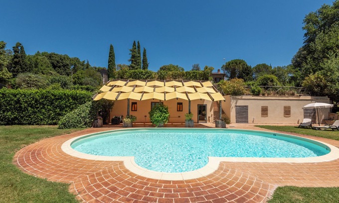 Monticiano Apartment | Room 'Podere Marroneto - Camera 1' with Mountain View, Shared Pool and Wi-Fi