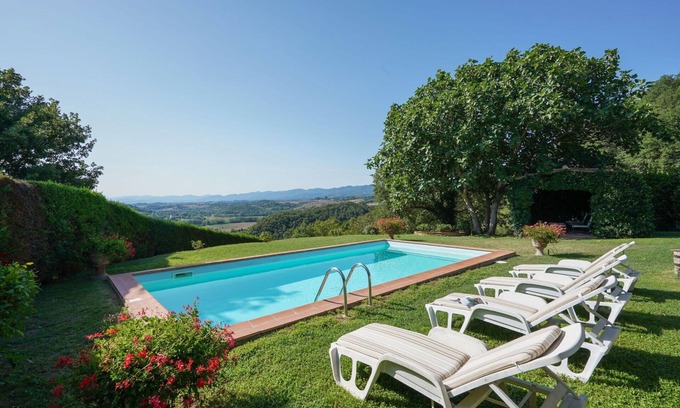 Dicomano Villa | Stunning private villa for 4 guests with A/C, private pool, WIFI, TV, patio and panoramic view