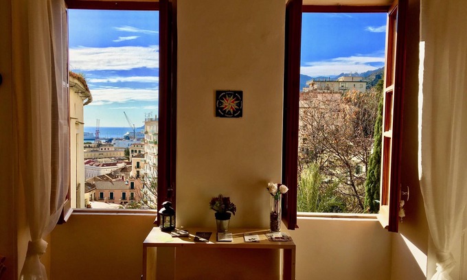 Historical Downtown Salerno House | The windows on the Garden of Minerva